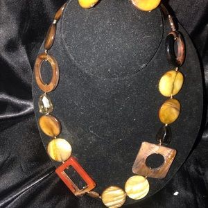 Tigers Eye Stone Necklace  set Art Deco 30 inches